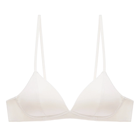 French Seamless Triangle Cup Bra Wire Free Thin Molded Cup Bralette Minimalist Smooth Nylon Spandex Lingerie For Women