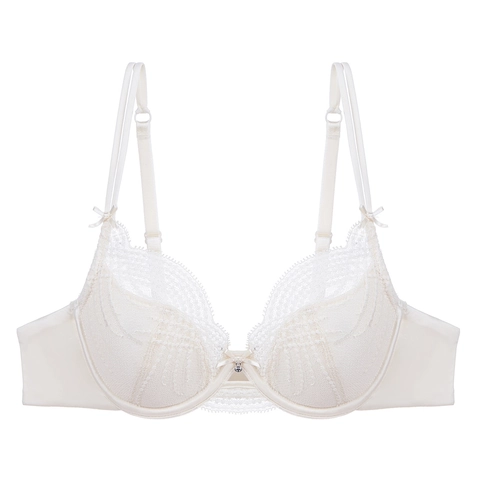 Damen Sexy Spitze Französischer Stil Dünne Geformte Tasse Bügel BH Minimizer Anti-Hängen Schleife Strass Anhänger Büstenhalter