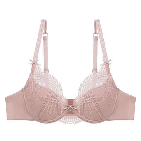 Damen Sexy Spitze Französischer Stil Dünne Geformte Tasse Bügel BH Minimizer Anti-Hängen Schleife Strass Anhänger Büstenhalter