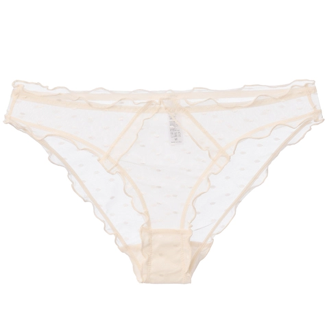 Mutandine in Pizzo a Rete Ultrasottili Sexy per Donna Pois Volant a Vita Bassa Traspiranti Tassello in Cotone Lingerie