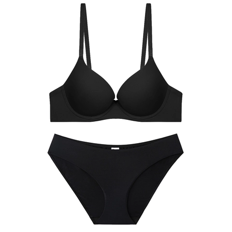 Ensemble Soutien-Gorge Minimiseur et Culotte sans Couture Sexy Mince Bonnet 3/4 Lisse Lingerie Femme Soutien Confortable