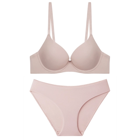 Ensemble Soutien-Gorge Minimiseur et Culotte sans Couture Sexy Mince Bonnet 3/4 Lisse Lingerie Femme Soutien Confortable