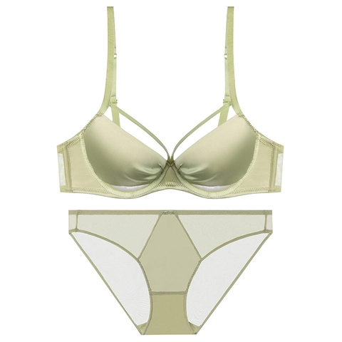Intimo Sexy Francese Senza Cuciture in Raso Con Ferretto Reggiseno E Mutandine Con Dettaglio Cinghie a Gabbia Ultrasottile Donna