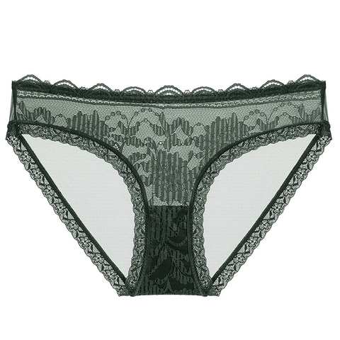 Women Sexy Lace Panties French Style Ultra-Thin Mesh Breathable Lingerie Low Waist Butt Lifting Briefs Floral Underwear