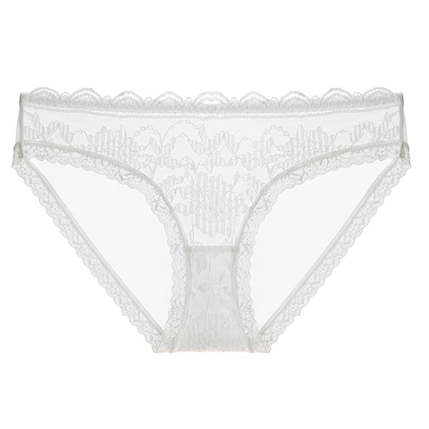 Women Sexy Lace Panties French Style Ultra-Thin Mesh Breathable Lingerie Low Waist Butt Lifting Briefs Floral Underwear