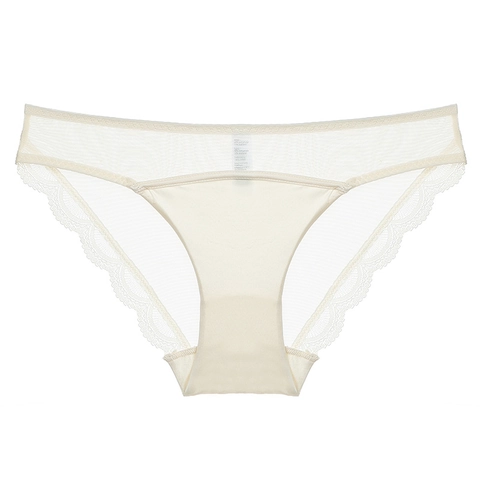 Women's French Sexy Satin Lace Mesh Briefs Low Waist Breathable Hip Lift Plus Size Triangle Lingerie Panties
