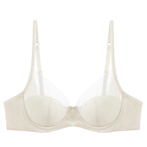 French Sexy Thin Embroidered Lace Bra For Women Underwire Minimizing Breathable Floral Mesh Lingerie Daily Elegant Underwear