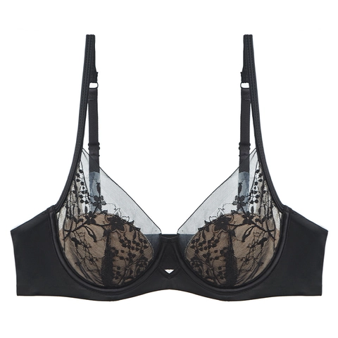 Reggiseno Francese Romantico in Pizzo Ricamato Con Ferretto Sexy Traspirante Floreale Mesh Coppa Modellata Sottile Intimo Donna