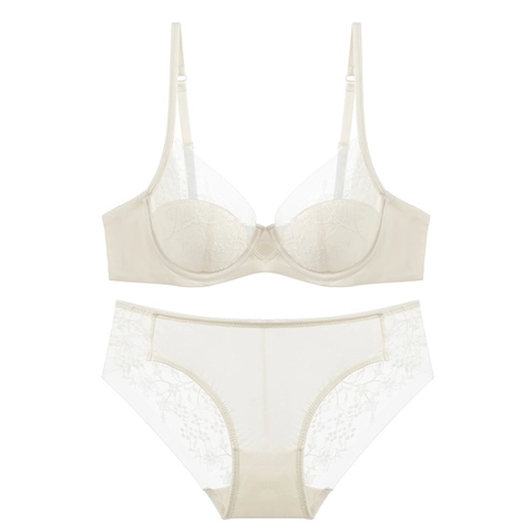 Sext Französischer Stil Spitze Stickerei BH Und Höschen Set Dünne Geformte Cup Mit Bügel Lingerie Für Damen Atmungsaktive Satin Patchwork Unterwäsche
