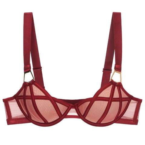 French Style Sexy Thin Mesh Bra For Women Wide Straps Soft Underwire Push Up Lingerie Geometric Line Satin Nylon Bralette