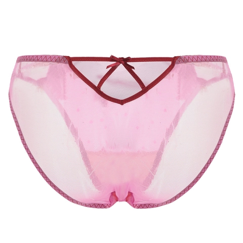 Culottes en Maille Brodée Sexy pour Femmes Style Français Motif Cœur Taille Basse Respirantes en Dentelle avec Nœud