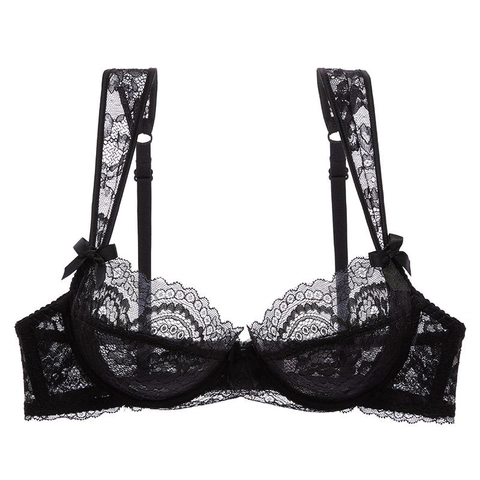 Dames Franse Stijl Ultradunne Transparante Kant Beha Sexy Bloemen Met Beugel Minimizer Lingerie Met Strik Decoratie Steun