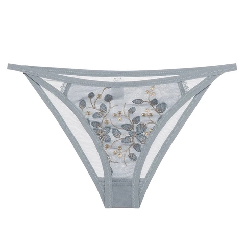 Französische Sexy Transparente Netz Blumen Bestickte Spitze Unterhosen Niedrige Taille Baumwolle Zwickel Atmungsaktiv Tanga Damen