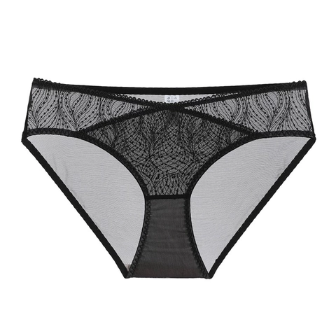 French Sexy Lace Mesh Panties Thin Embroidered Low Waist Briefs Breathable Pure Cotton Crotch Butt Lift Lingerie For Women