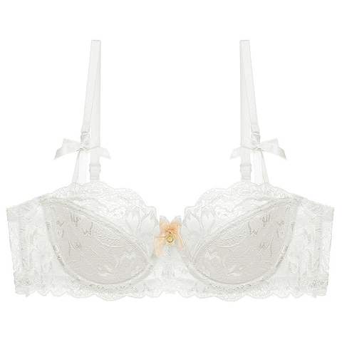 Intimo Sexy Reggiseno in Pizzo Francese e Slip Ricamo Floreale Reggiseno Balconcino Coppa a Metà Bralette Sottile con Ferretto