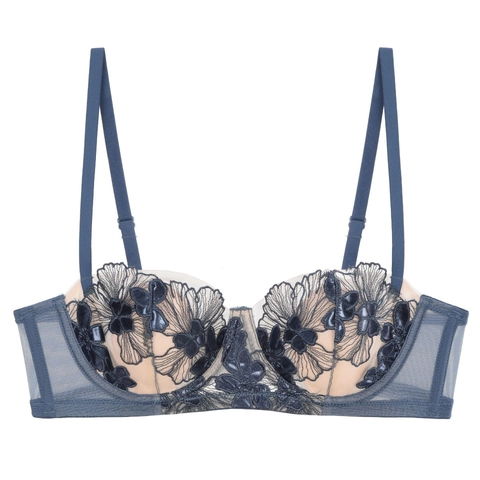 Sexy French Style Floral Lace Embroidery Bra For Women 1/2 Cup Underwire Supportive Thin Mold Cup Breathable Lingerie