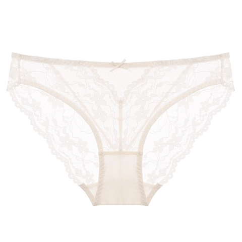 Sexy Mutandine in Pizzo Francese da Donna Ultra Sottili in Rete Intagliata a Vita Bassa Ricamo Floreale Slip Con Cavallo in Cotone