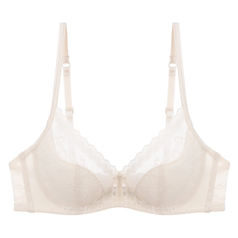 French Style Sexy Lace Bra For Women Thin Cup Underwire Push Up Floral Embroidery Bow Knot Breathable Lingerie Everyday Wear