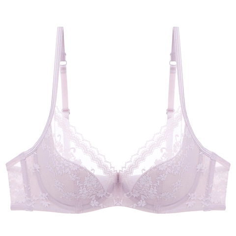 French Style Sexy Lace Bra For Women Thin Cup Underwire Push Up Floral Embroidery Bow Knot Breathable Lingerie Everyday Wear