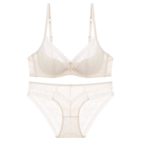 Completo Intimo Donna Sexy in Pizzo Stile Francese Con Reggiseno E Slip Coppa Sottile Ricamo Con Ferretto Comodo Set Intimo