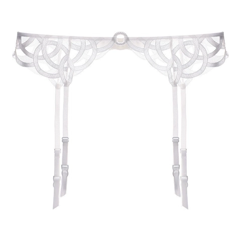 Dames Sexy Kant Gordel Franse Stijl Opengewerkt Bloem Geborduurd Verstelbare Banden Lingerie Accessoire Zwart Wit Blauw
