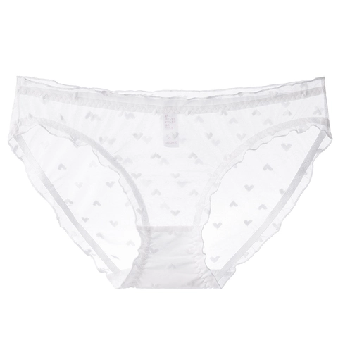 Sexy Transparent Mesh Lace Heart Briefs For Women French Style Low Waist Hip Lifting Cotton Crotch Panties