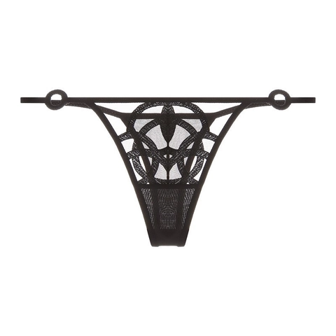 String en Dentelle Sexy pour Femmes Style Français Ultra Mince Respirant Ajouré Broderie Géométrique Nylon Lingerie T-Back