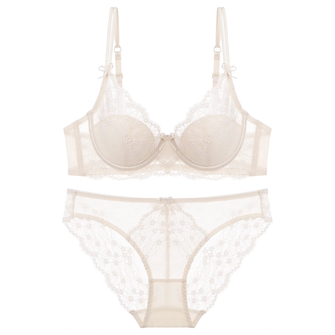 Completo Reggiseno E Mutandine In Pizzo Floreale Sexy Francese Per Donna Con Ferretto Ricamo Intimo Per Petto Grande