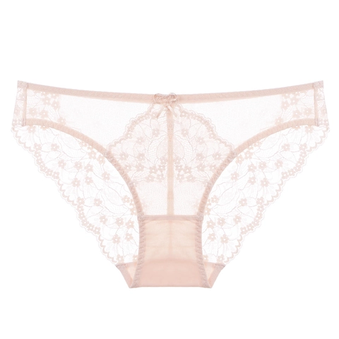 Bragas de Encaje Sexy para Mujer Cintura Baja Malla Floral Ropa Interior Transpirable Estilo Francés Lencería Tallas Grandes