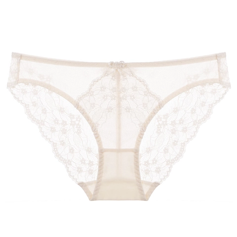 Bragas de Encaje Sexy para Mujer Cintura Baja Malla Floral Ropa Interior Transpirable Estilo Francés Lencería Tallas Grandes