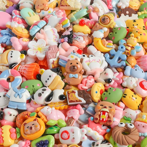 DIY Resin Charms Cartoon Flatback For Phone Case Scrapbooking Crafting Miniature Food Capybara Christmas Luminous Glow