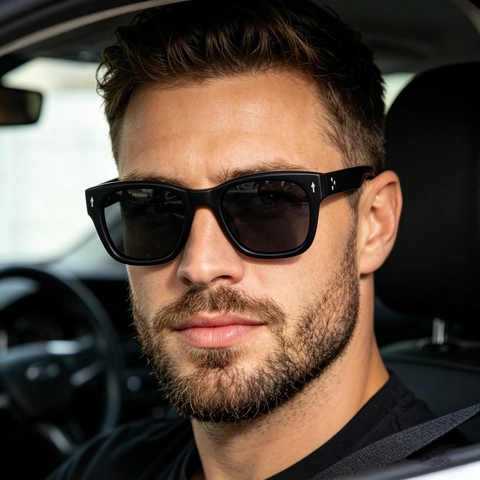Square Polarized Sunglasses Men UV400 Protection TAC Lens PC Metal Frame Retro Fashion Driving Outdoor Shades