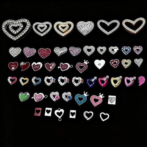 Dijes DIY Cuentas De Agujero Grande De Acero Inoxidable Corazón Huella Esmalte Circonita Para Pulsera Collar