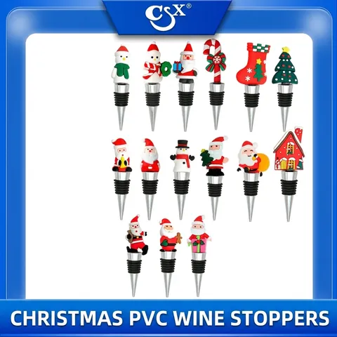 Tappo per Bottiglia di Vino Natalizio in Metallo Babbo Natale Pupazzo di Neve Decorativo Con Guarnizione in Gomma Articoli per Feste