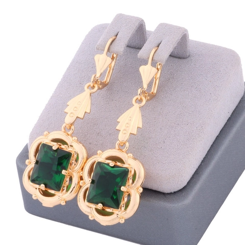 Boucles D Oreilles Pendantes Carrées Rétro Avec Cristal De Zircon Base Géométrique En Cuivre Et Tige En Argent Pour Femme Bijoux