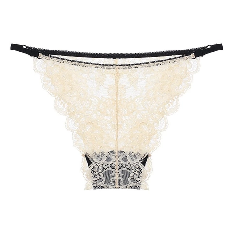 Mutandine in Pizzo Sexy Francese da Donna Traspirante Trasparente a Vita Bassa Perizoma Lingerie Regolabile Sollevamento Fianchi