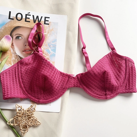 Soutien-gorge Ultra-mince à Armatures Style Français Femmes Sexy Dentelle Maille Minimisant Forte Poitrine Respirant Lingerie