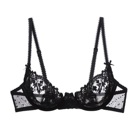 Soutien-gorge Sexy En Dentelle Ultra Fine De Style Français Pour Femmes Broderie Florale Transparente Avec Armatures Lingerie
