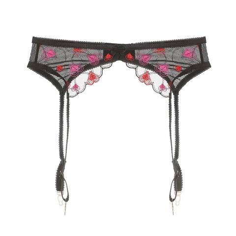 Sexy Kant Jarretelgordel Hartborduurwerk Mesh Jarretel Met Metalen Clips Verstelbare Bandjes Vrouwen Lingerie Accessoire
