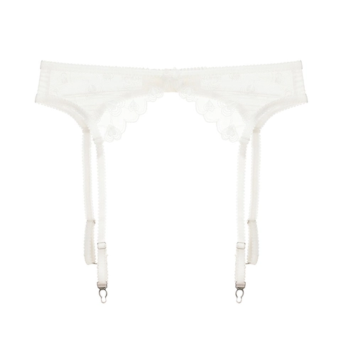 Reggicalze Sexy in Pizzo Con Ricamo a Cuore in Maglia Con Clip in Metallo Spalline Regolabili Accessorio Lingerie Donna