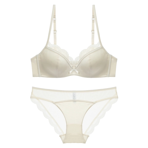 Reggiseno E Mutandine In Raso Lucido E Pizzo Stile Francese Da Donna Intimo Sexy Traspirante Push Up Per L'estate
