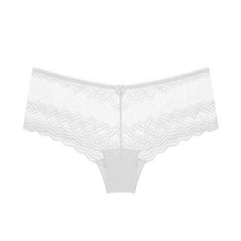 Damen Sexy Spitzenunterwäsche Schleife Transparente Lingerie Atmungsaktive Low Waist Unterhosen Mit Baumwollzwickel Slips