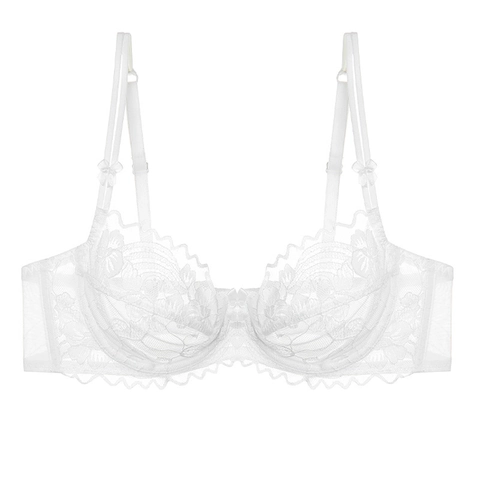 Reggiseno Sexy Francese Ultrasottile in Pizzo Trasparente Con Ferretto Traspirante Ricamo Floreale Fiocco Lingerie Per Donna