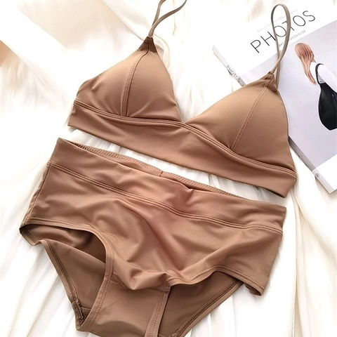 Intimo Donna Reggiseno a Triangolo Senza Cuciture E Mutandine Senza Ferretto Bralette Push Up Spalline Sottili Biancheria Intima