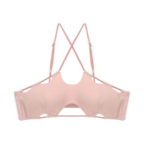 French Style Wireless Bra Contrast Color Cross Back Hollow Out Bralette Seamless Push Up Sexy Lingerie For Women