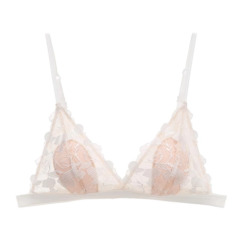 French Style Sexy Lace Rose Embroidery Wireless Bra For Women Triangle Cup Comfortable Thin Mesh Bralette Daily Lingerie
