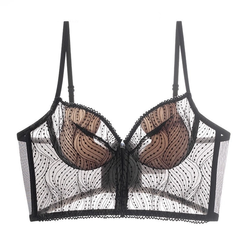 Französischer Stil Sexy Spitze BH Für Damen Dünne Transparente Netz Blumenstickerei Weiche Bügel Push Up Bralette Lingerie Top