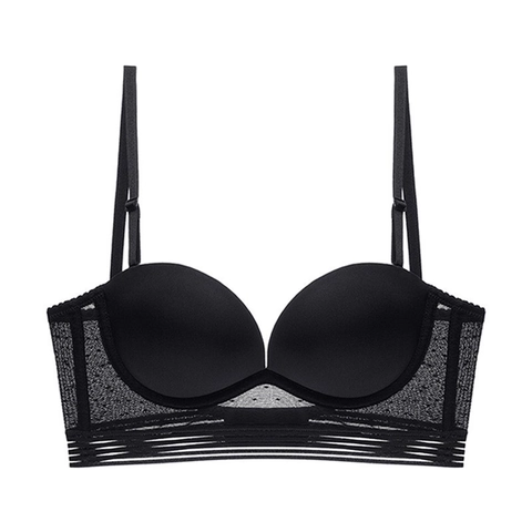 Sujetador Sin Costuras Sexy Estilo Francés con Espalda en U para Mujer Encaje Push Up Lencería Invisible con Aro Suave Ropa Interior