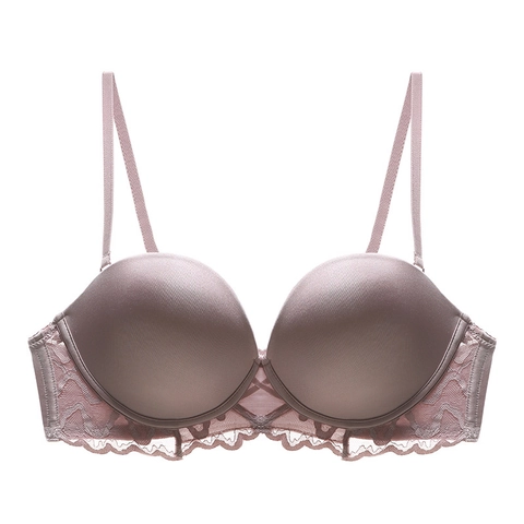 French Sexy Lace Push Up Bra Smooth U-Shaped Back Soft Underwire Lingerie Comfortable Breathable Seamless Underwear Women