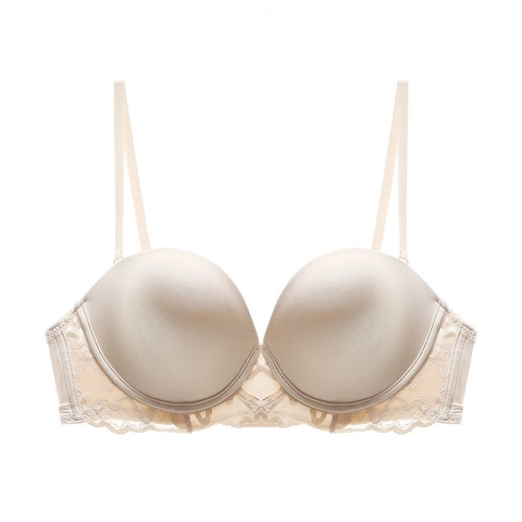 French Sexy Lace Push Up Bra Smooth U-Shaped Back Soft Underwire Lingerie Comfortable Breathable Seamless Underwear Women